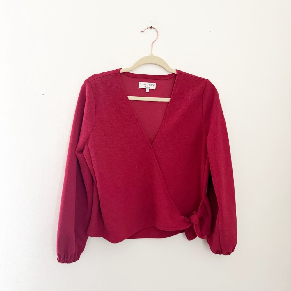 Madewell Deep Red Wrap Blouse